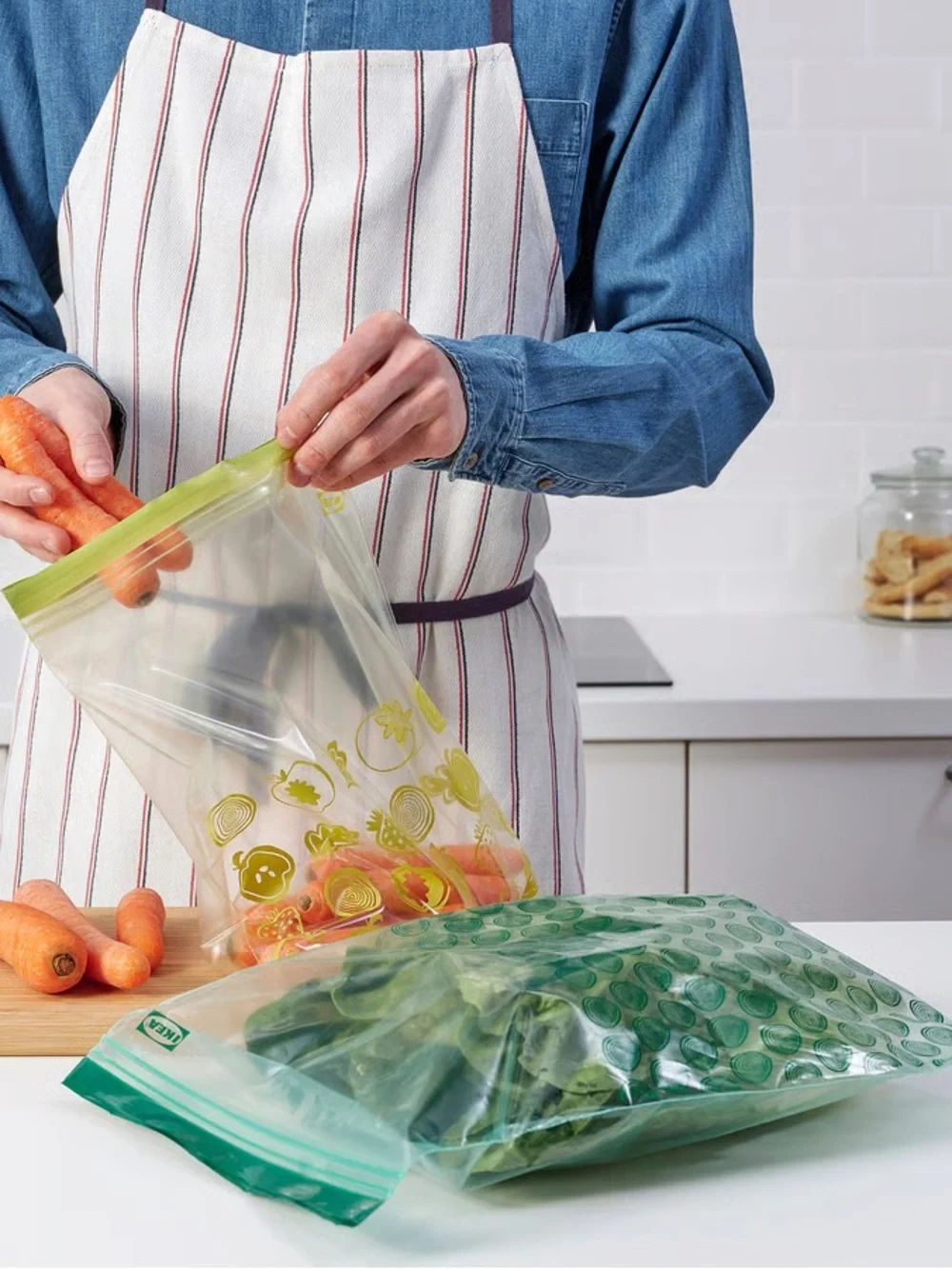 ISTAD Resealable Patterned Storage Bags — Green and Yellow Accents